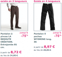 la redoute 217x200 Deuxième démarque, Soldes Vêtement grande taille Hiver 2009 :  75% à  85% chez Kiabi, La Redoute/Taillissime, QUELLE, Blanche Porte et Excédence