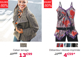 soldes kiabi grandes tailles 287x200 Deuxième démarque, Soldes Vêtement grande taille Hiver 2009 :  75% à  85% chez Kiabi, La Redoute/Taillissime, QUELLE, Blanche Porte et Excédence