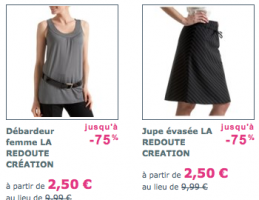 soldes la redoute grandes tailles 259x200 Deuxième démarque, Soldes Vêtement grande taille Hiver 2009 :  75% à  85% chez Kiabi, La Redoute/Taillissime, QUELLE, Blanche Porte et Excédence