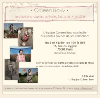 coleen bow ventes privees 204x200 Vente Privée Coleen Bow (3 et 4 juillet, à Paris)