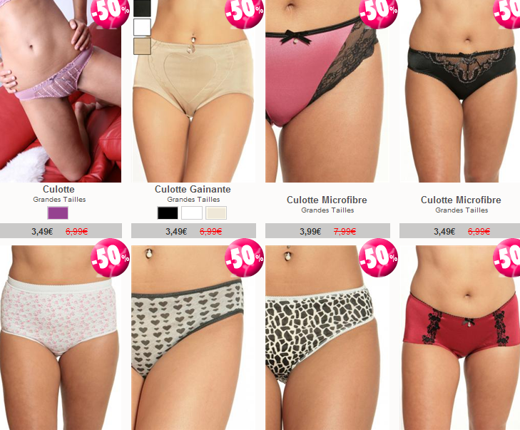 culottes ronde et glamour Soldes Lingerie Grande Taille, sélection de deuxième démarque !