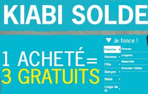 kiabi soldes 290x185 Soldes KIABI : 1 acheté = 3 gratuits, sur le site kiabi.com