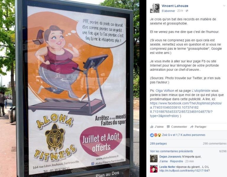 Publicité pour une salle de sport jugée sexiste et grossophe Facebook-salle-de-sport-768x598