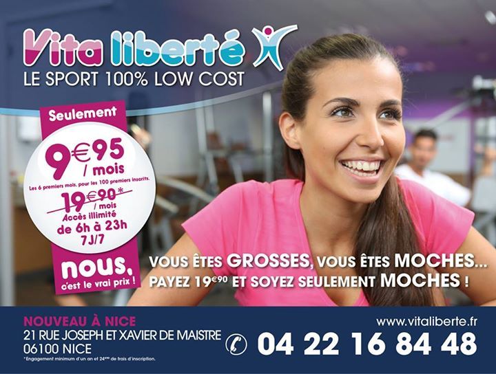 Publicité pour une salle de sport jugée sexiste et grossophe Vita-liberte-grosse-et-moche
