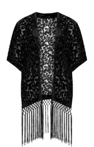 une veste style kimono noire à franges