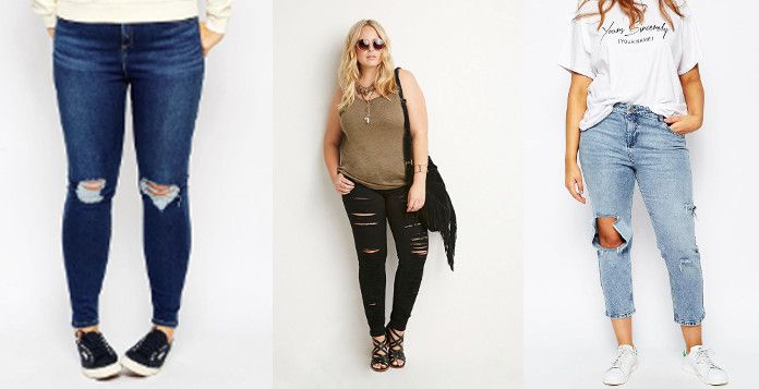 trois modèles de jeans destroy pour femmes rondes