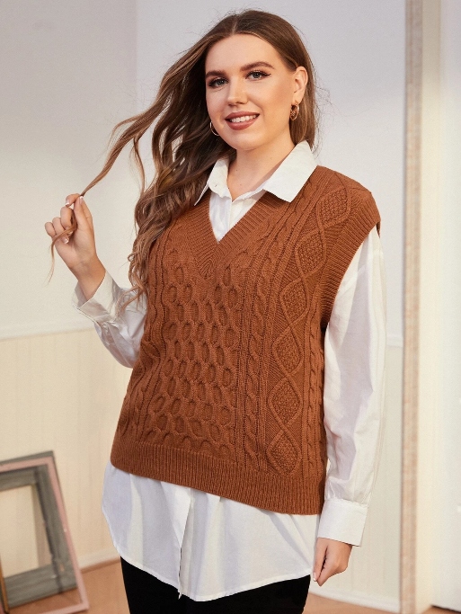 Gilet Sans Manches Femme - Col V Ample - En Tricot Doux Et Chaud - Parfait Pour Automne/hiver - Bureau, Sorties, Cadeaux