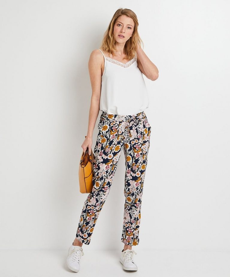 FANSU Pantalon Fluide Femme Été Large Fluide Détente Léger D