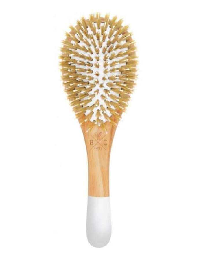 Nuoo - BACHCA Brosse en bois démêlante et lissante Picots sanglier nylon. Brosse adaptée cheveux bouclés