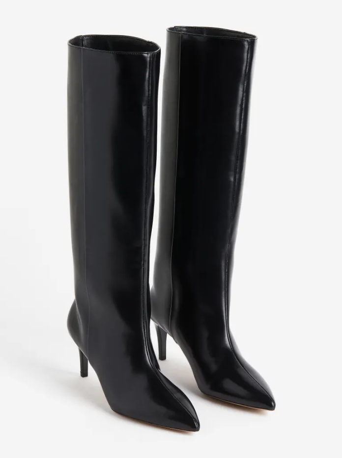 H&M- Bottes à talon de hauteur genou aspect brillant