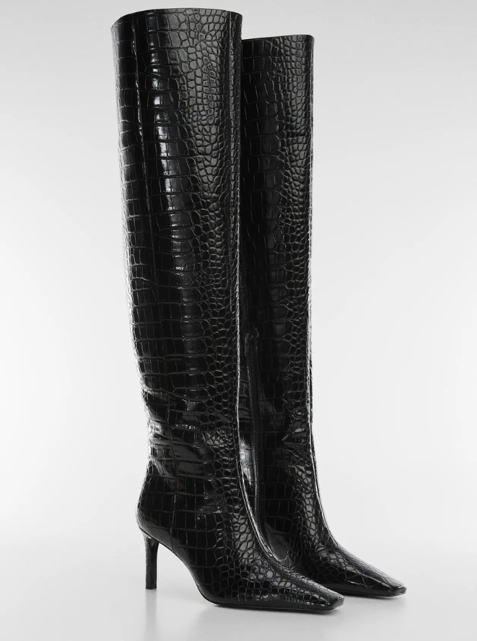 Mango- Bottes talon effet croco