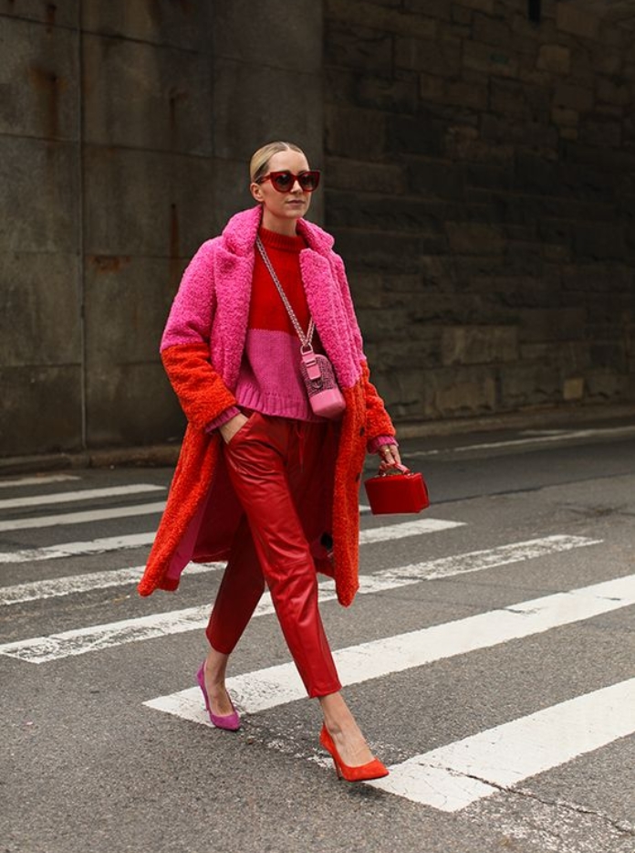 Outfit Hiver rouge et rose