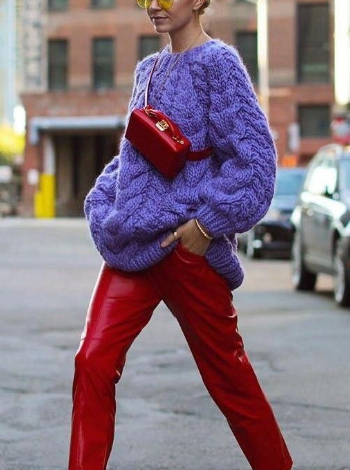 Outfit hiver rouge et violet